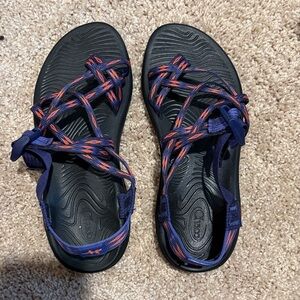 Chaco Navy and Orange Strappy Sandals